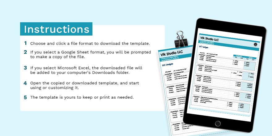 Llc Ledger Template - Google Sheets, Excel | Template.net