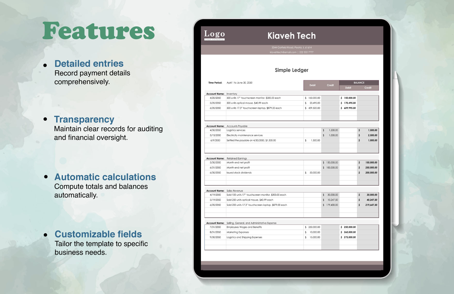 Simple Ledger Templates