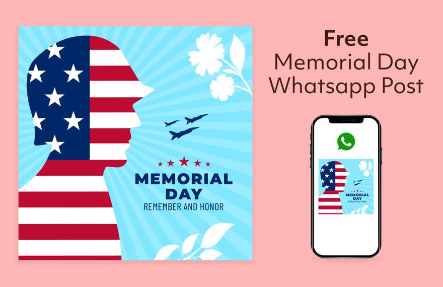 Memorial Day Whatsapp post in PDF, Illustrator, PSD, EPS, SVG, PNG, JPEG