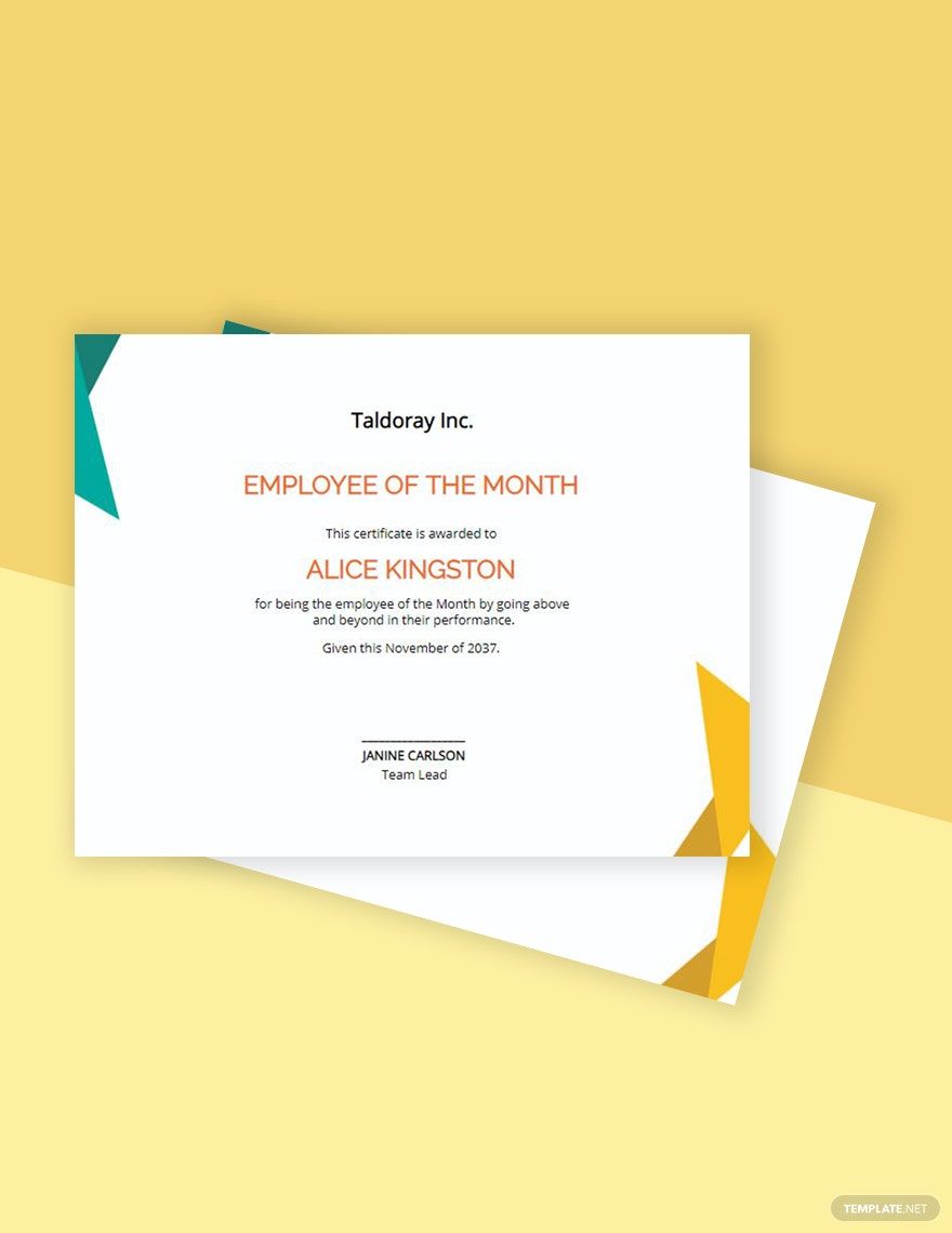 Employee of the Month Certificate Template in Illustrator, PSD