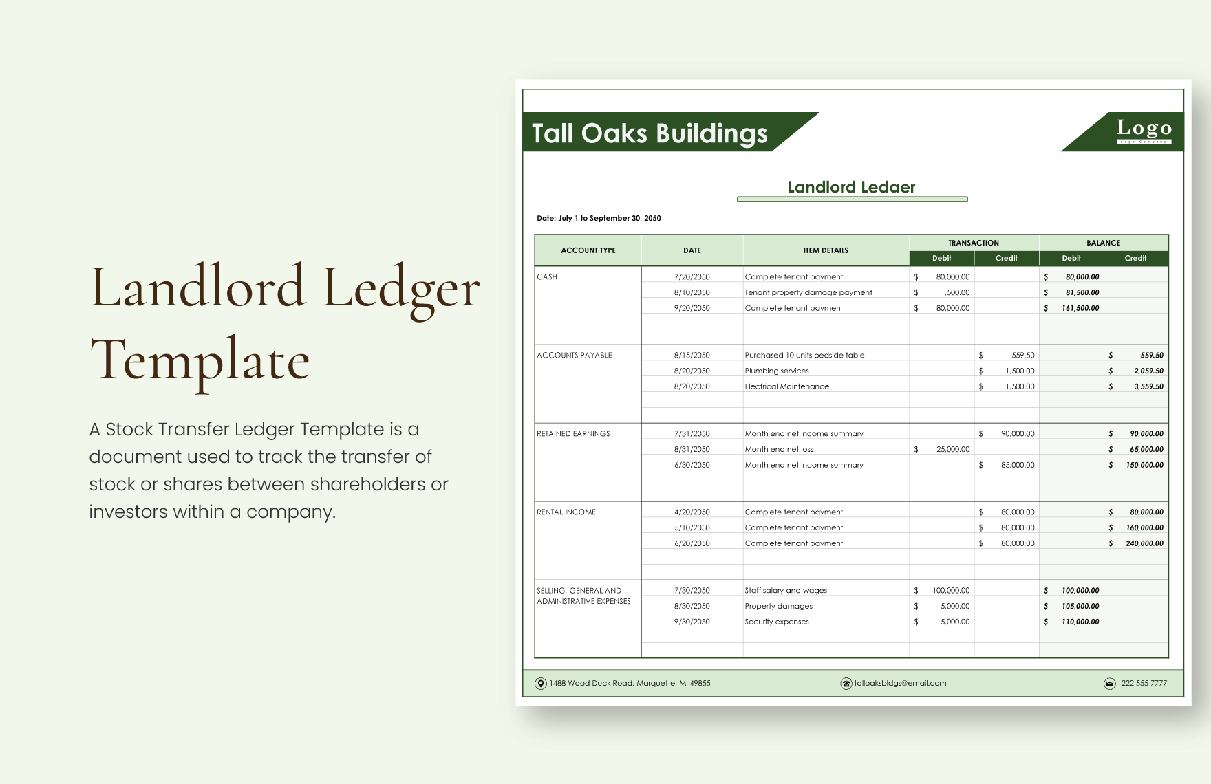 Landlord Rent Ledger Template In MS Excel Google Sheets Download