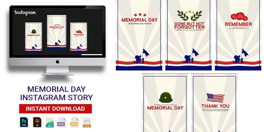 Free Memorial Day Instagram Story in Illustrator, PSD, EPS, SVG, JPG, PNG