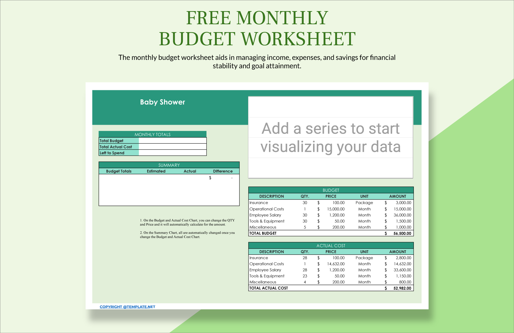 Free Monthly Budget Worksheet - Excel, Google Sheets | Template.net