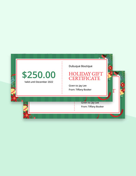 Editable Creative Holiday Gift Certificate Template