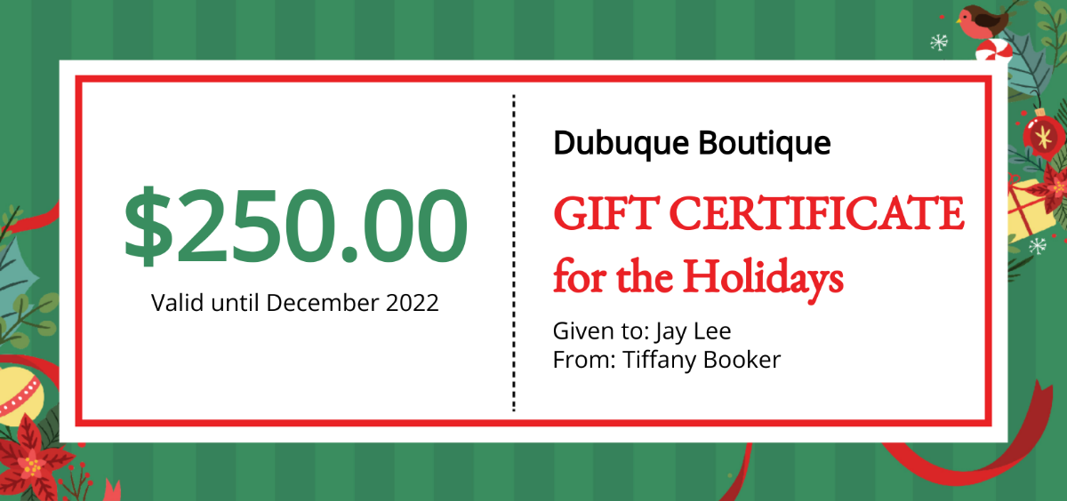Creative Holiday Gift Certificate Template