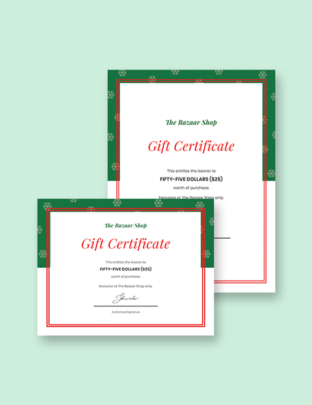holiday gift certificate