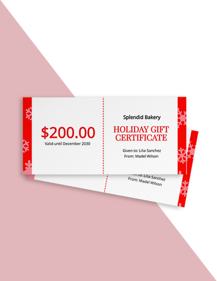 Free Modern Holiday Gift Certificate Template - Google Docs, Illustrator, InDesign, Word, Apple Pages, PSD, Publisher
