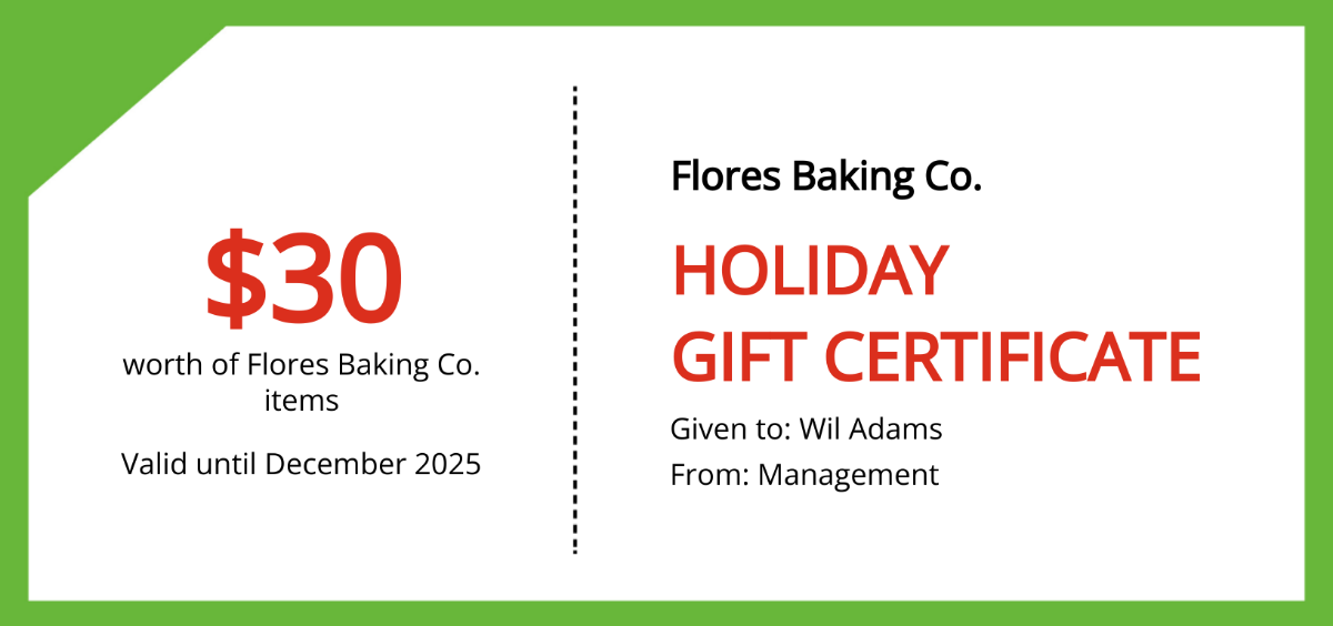 Simple Holiday Gift Certificate Template