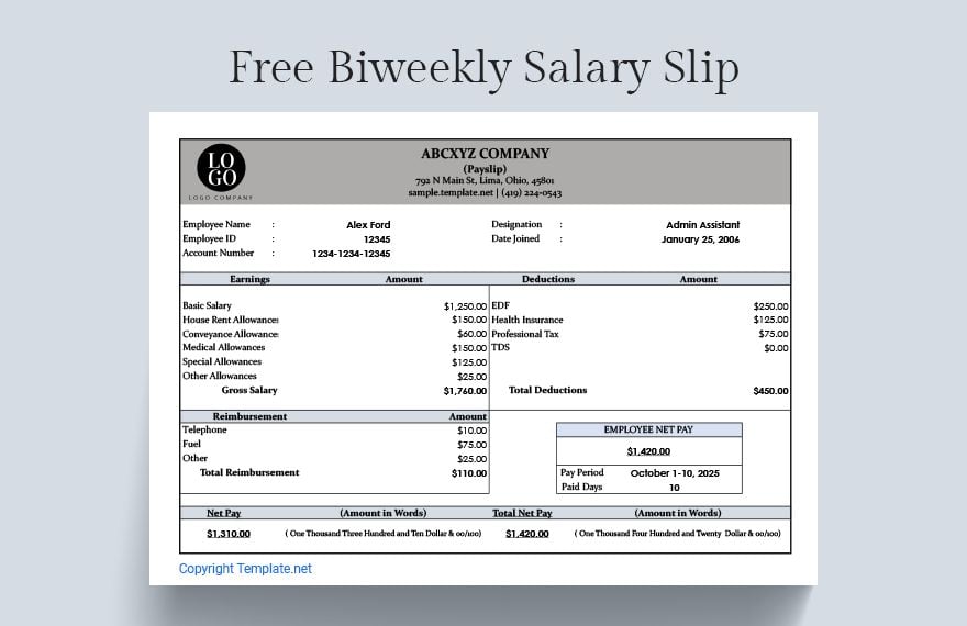 Biweekly Salary Slip