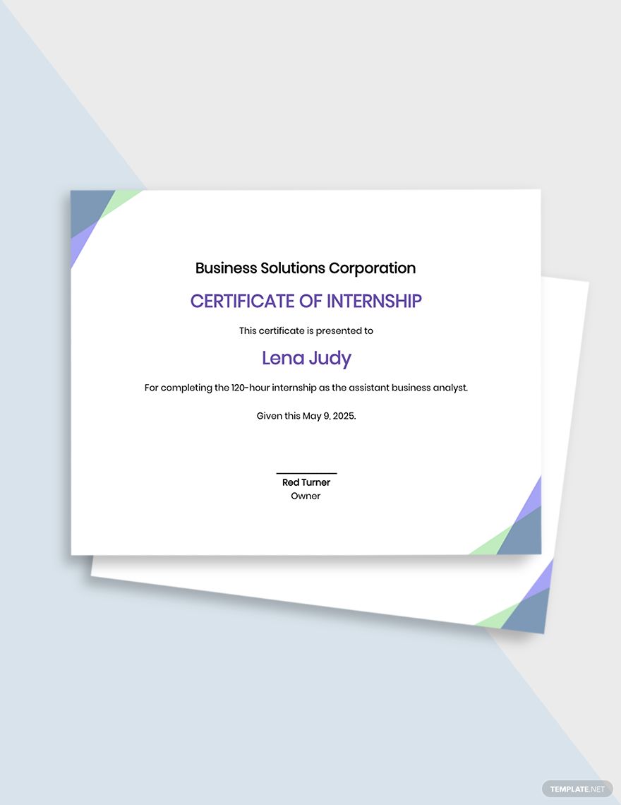 Internship Certificate Template