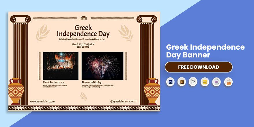 Free Greek Independence Day Banner in Illustrator, PSD, EPS, SVG, JPG, PNG