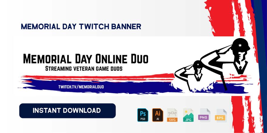 Memorial Day Twitch Banner in Illustrator, PSD, EPS, SVG, JPG, PNG