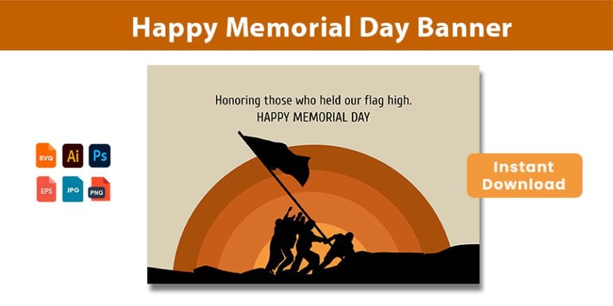 Free Happy Memorial Day Banner in Illustrator, PSD, EPS, SVG, PNG, JPEG