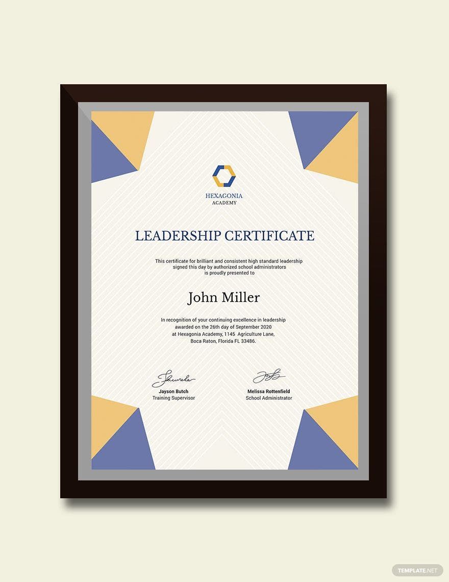 Student Leadership Certificate Template