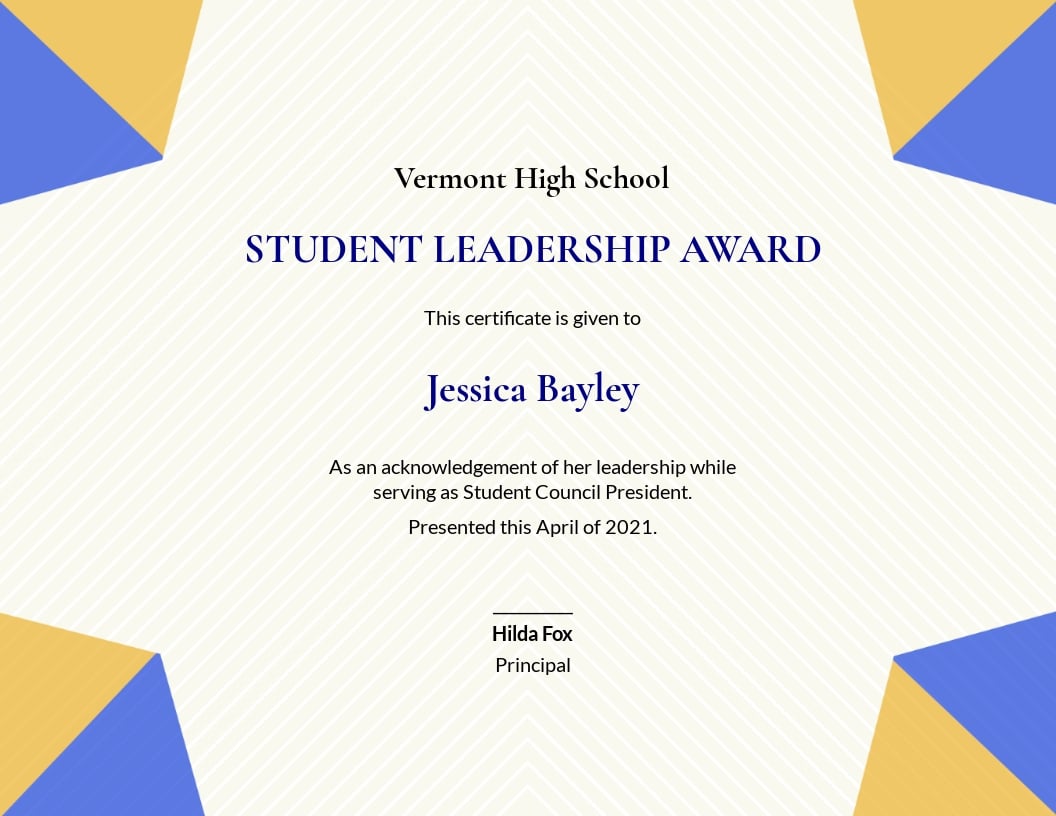 Student Leadership Certificate Template - Google Docs, Word For Leadership Award Certificate Template