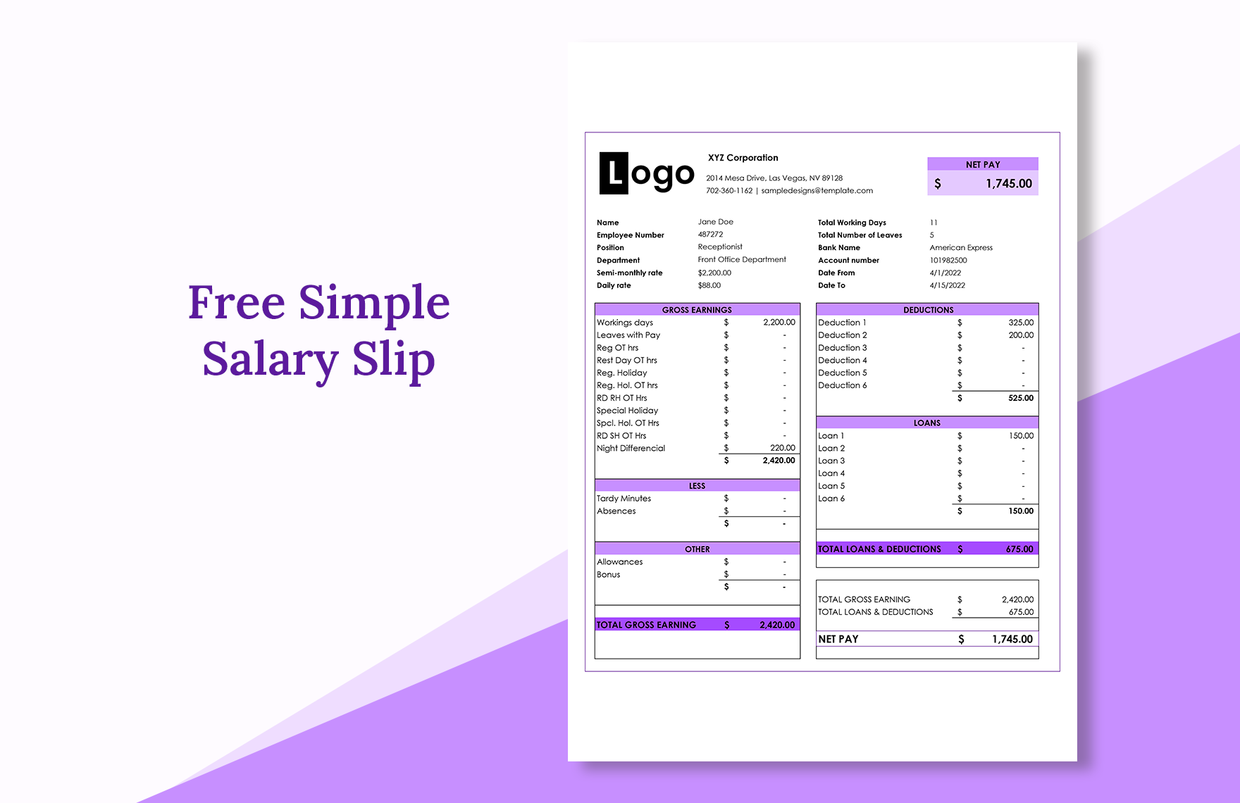 Simple Salary Slip
