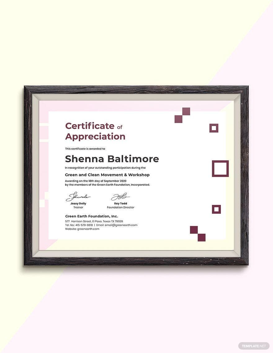 Modern Appreciation Certificate Template