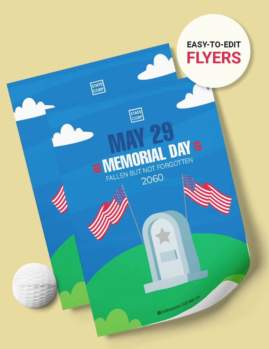 Memorial Day Flyer in Illustrator, PSD, EPS, SVG, JPG, PNG