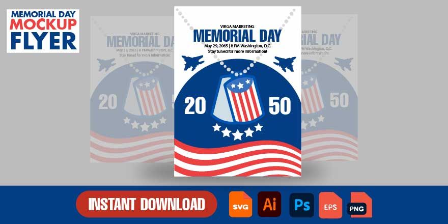 Free Memorial Day Mockup Flyer in Illustrator, PSD, EPS, SVG, JPG, PNG