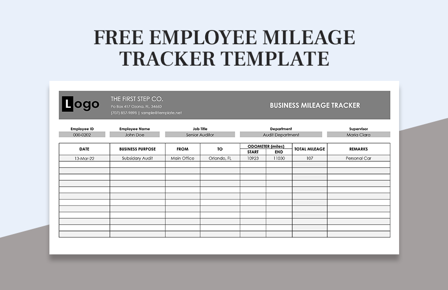 Free Employee Mileage Tracker Template Google Sheets Excel 