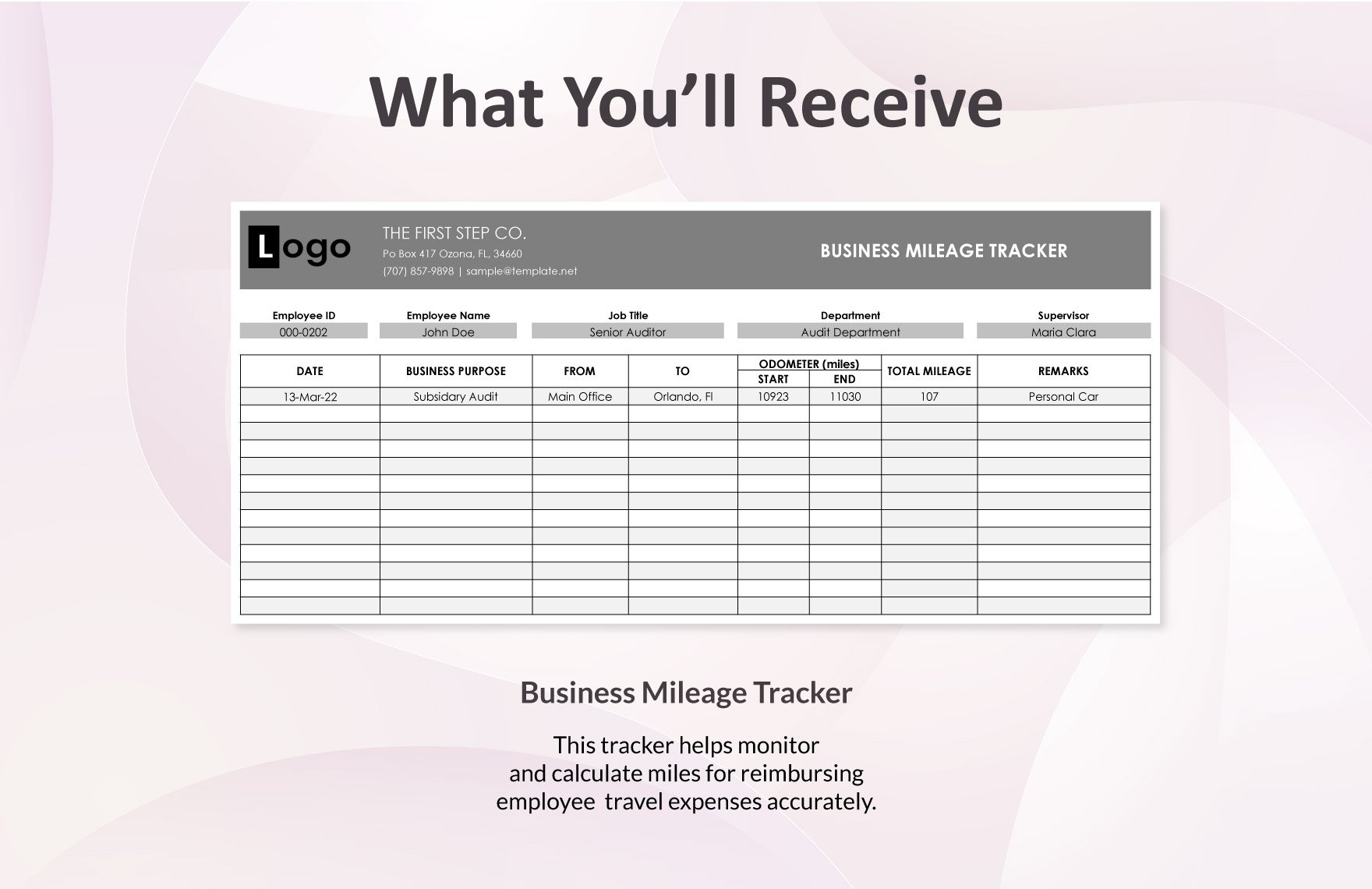 Employee Mileage Tracker Template