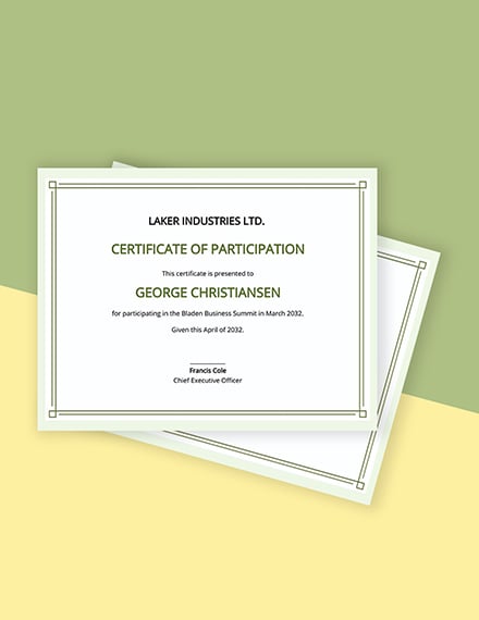 participation certificate