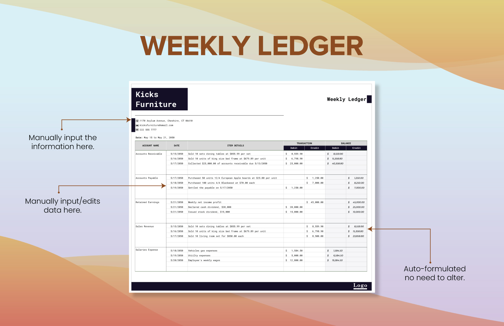Weekly Ledger Template
