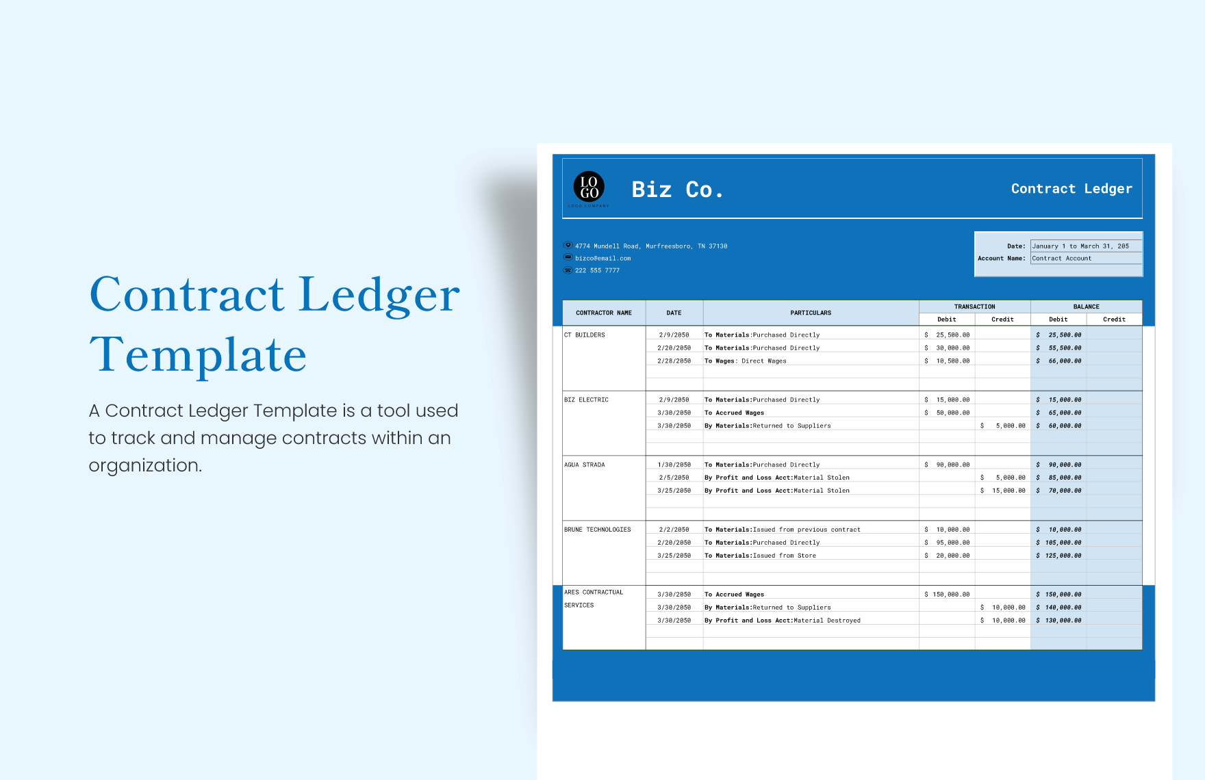 Contract Ledger Template