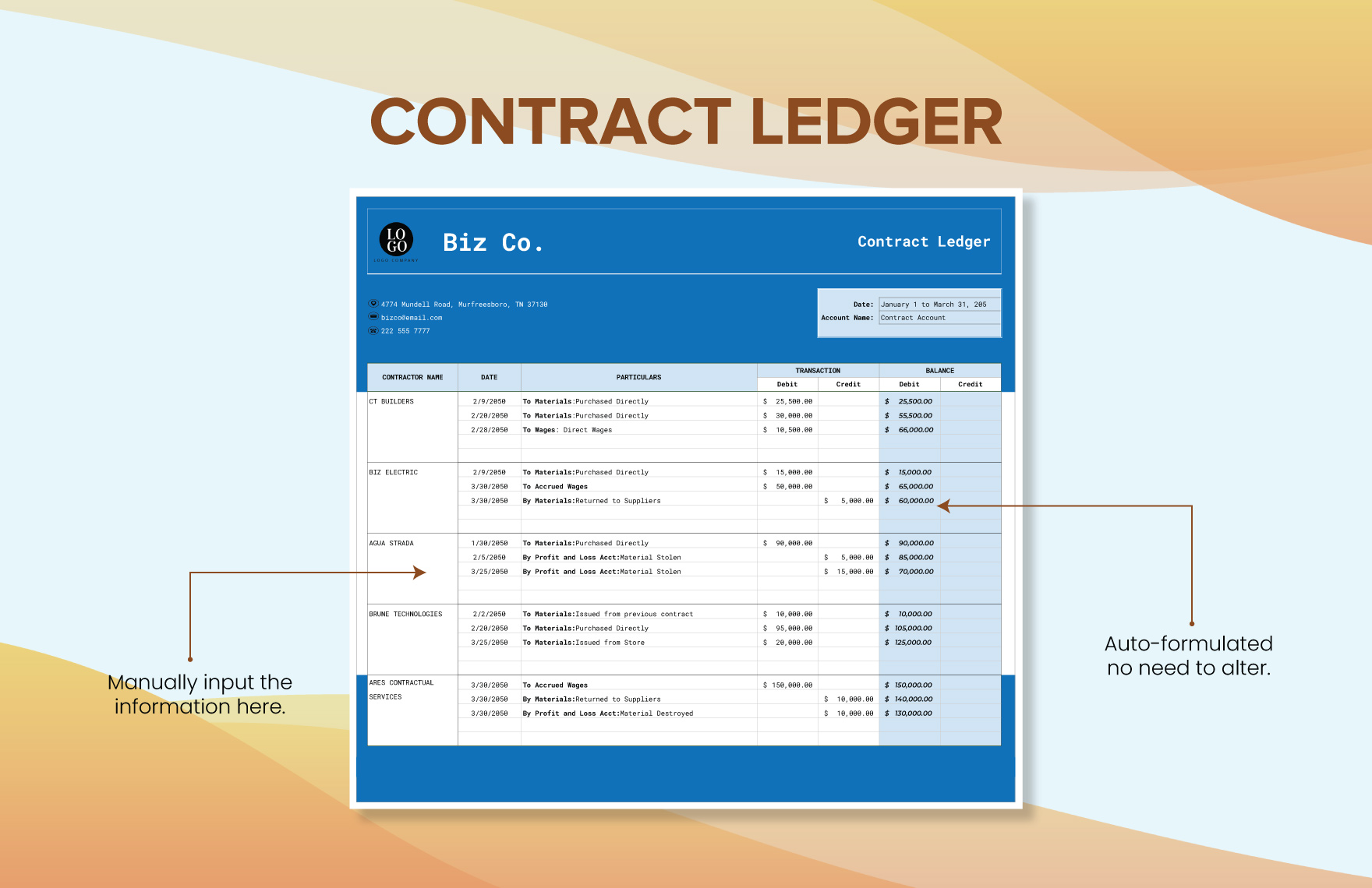 Contract Ledger Template