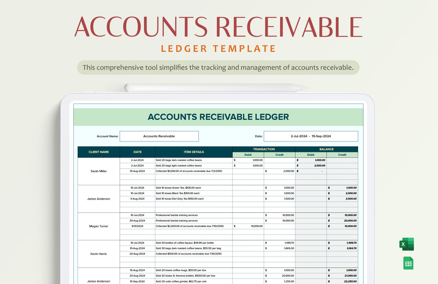 Accounts Receivable Ledger Template