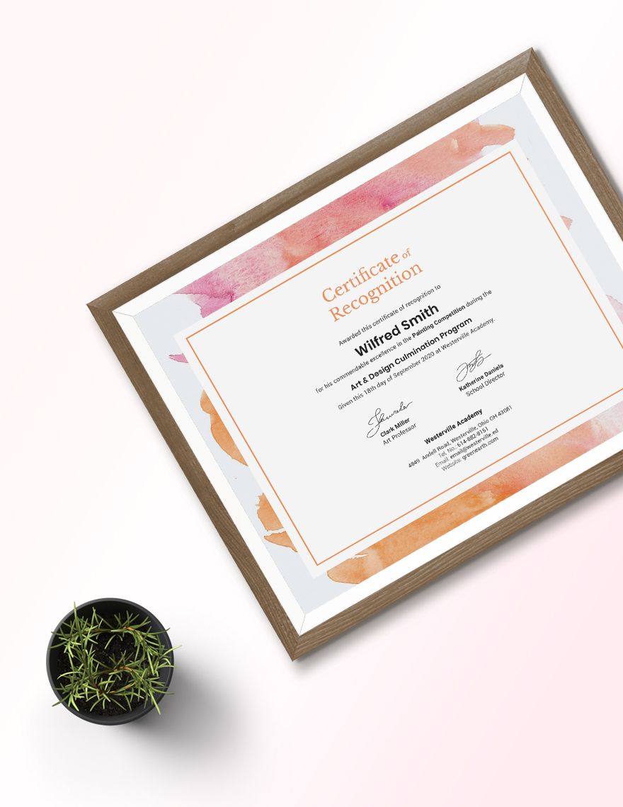 Modern Painting Award Certificate Template