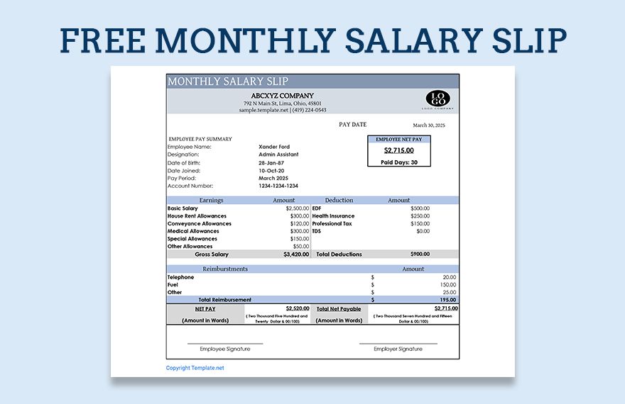 Payslip Templates Design, Free, Download