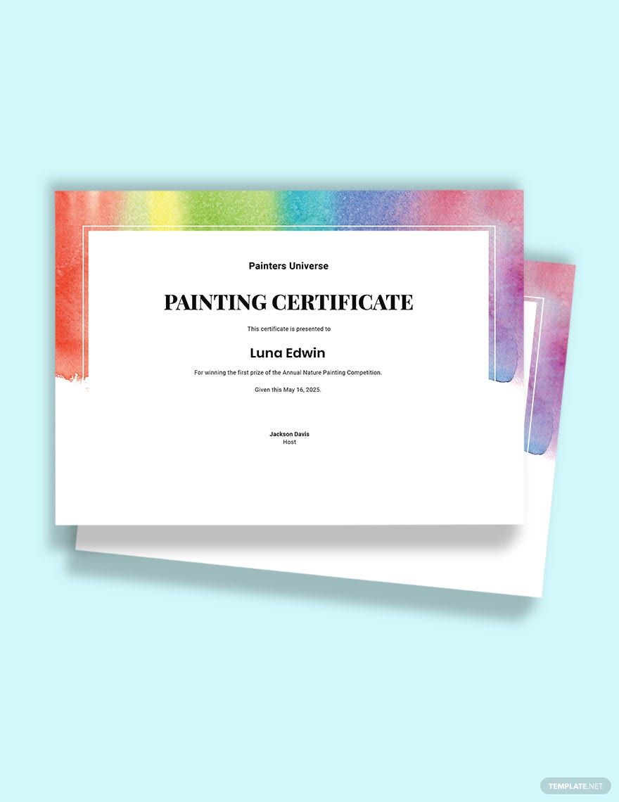 Sample Painting Award Certificate Template