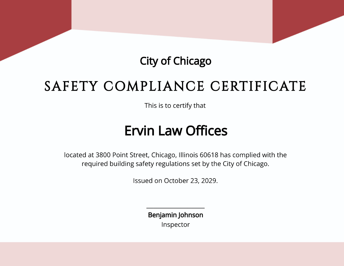 Free Simple Safety Certificate Template