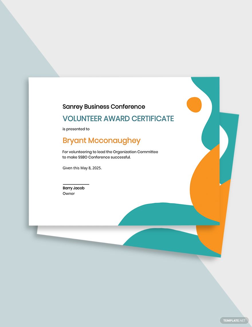 Volunteer Award Certificate Template Google Docs Illustrator 