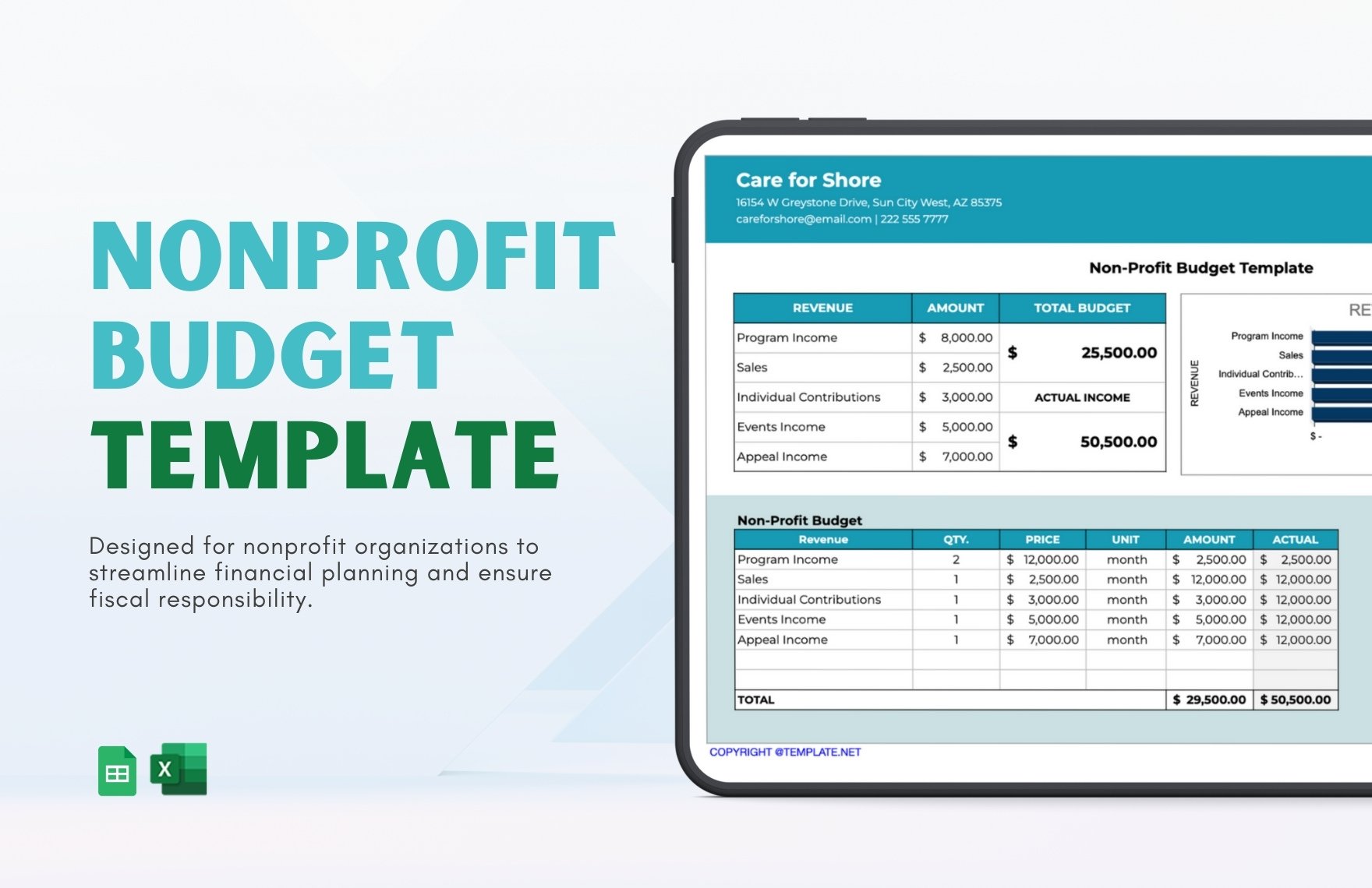 Free Nonprofit Budget Template in Excel, Google Sheets