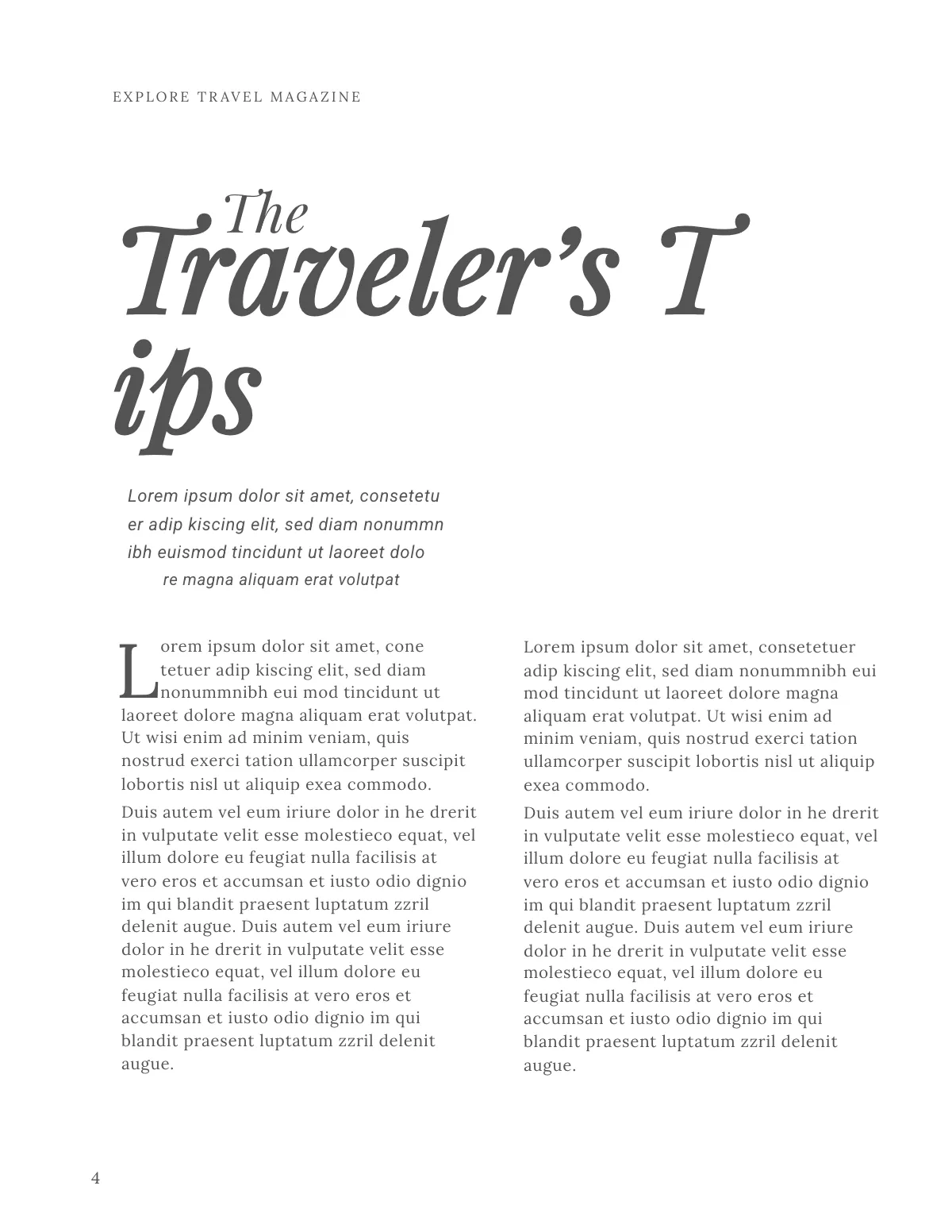 Free Travel Magazine  Template to Edit Online