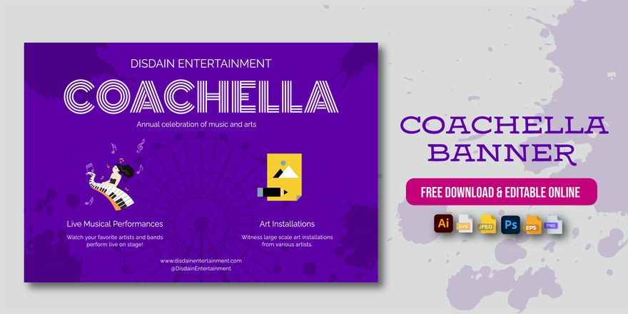 Coachella Banner in Illustrator, PSD, EPS, SVG, PNG, JPEG