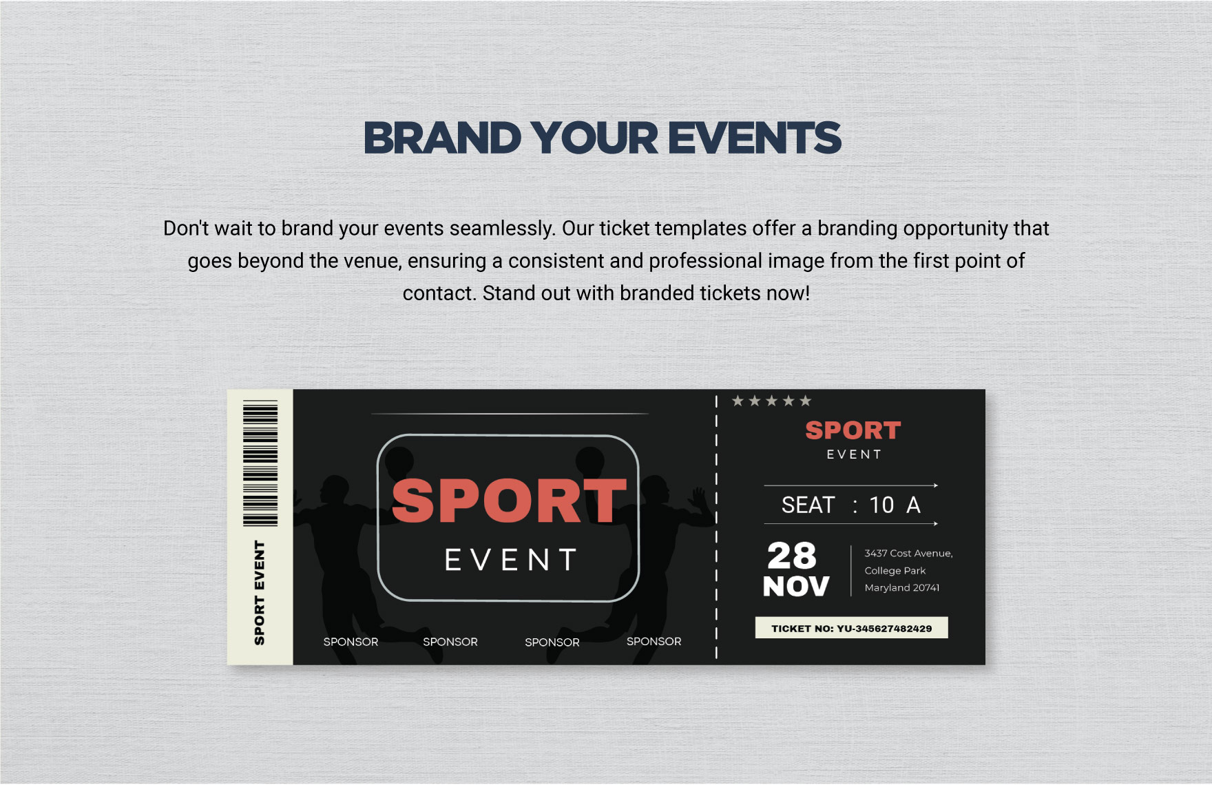 Sporting Event Ticket Template in Pages InDesign PSD Illustrator
