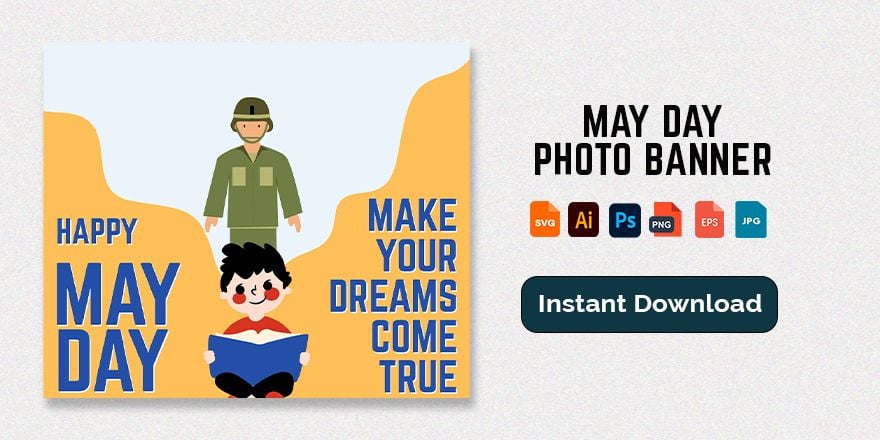 Free May Day Photo Banner in Illustrator, PSD, EPS, SVG, JPG, PNG