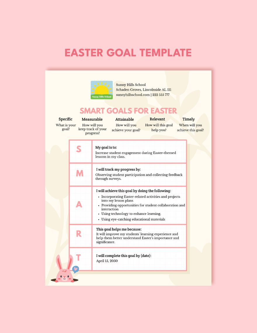 Free Easter Goals Template