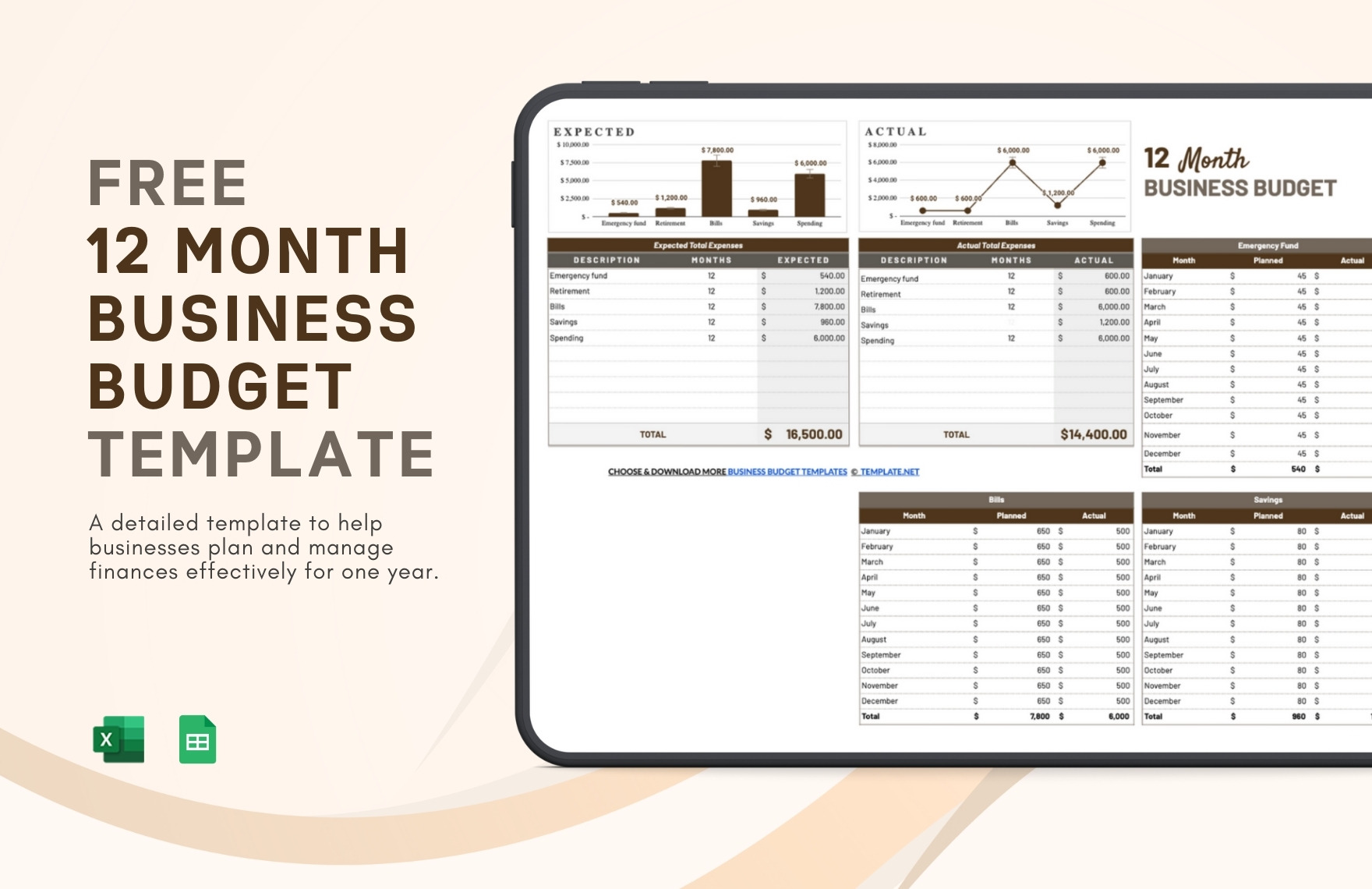 12 Month Business Budget Template