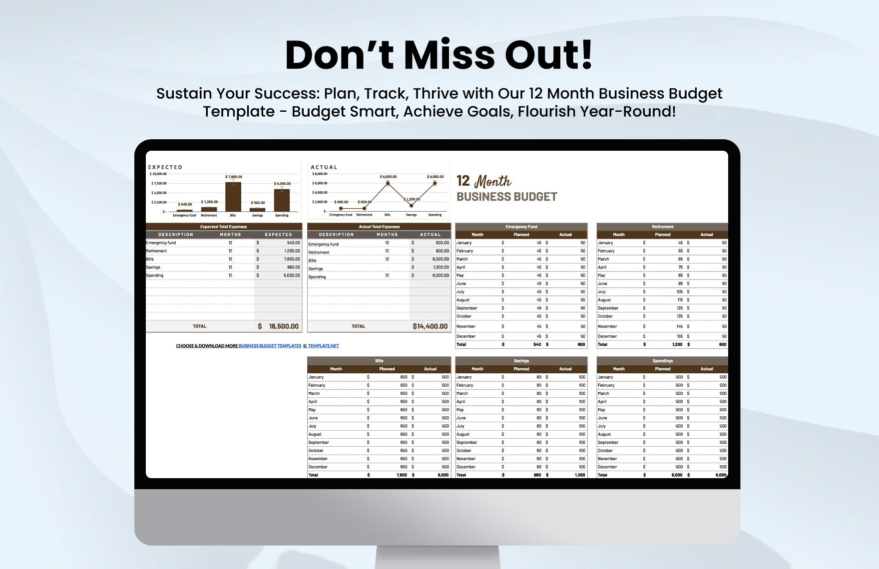 12 Month Business Budget Template