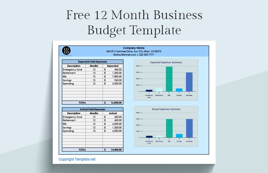 12 Month Business Budget Template