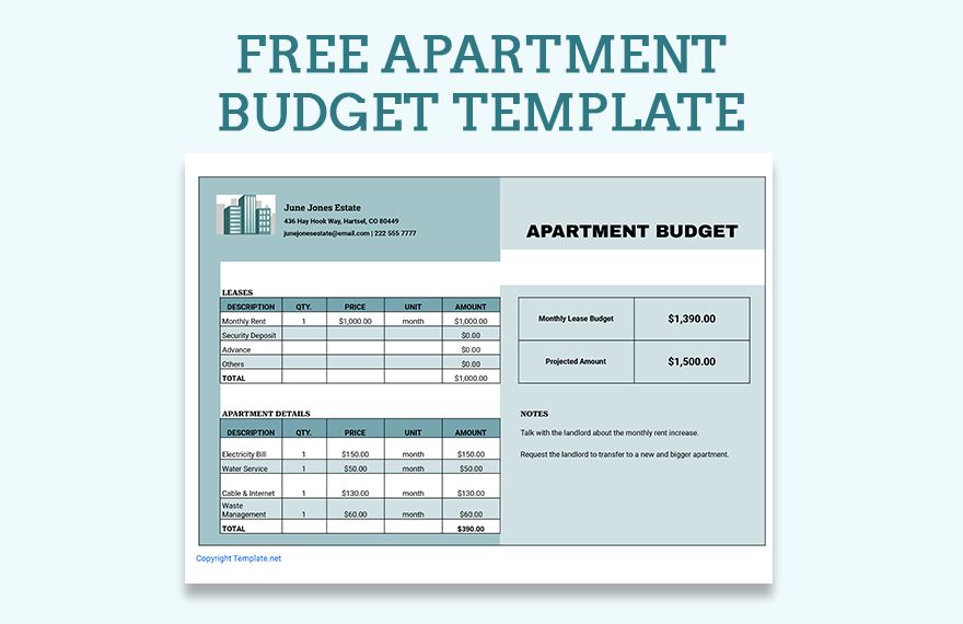 Apartment Budget Template