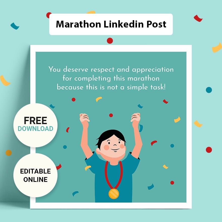 Free Marathon Linkedin Post in Illustrator, PSD, EPS, SVG, JPG, PNG