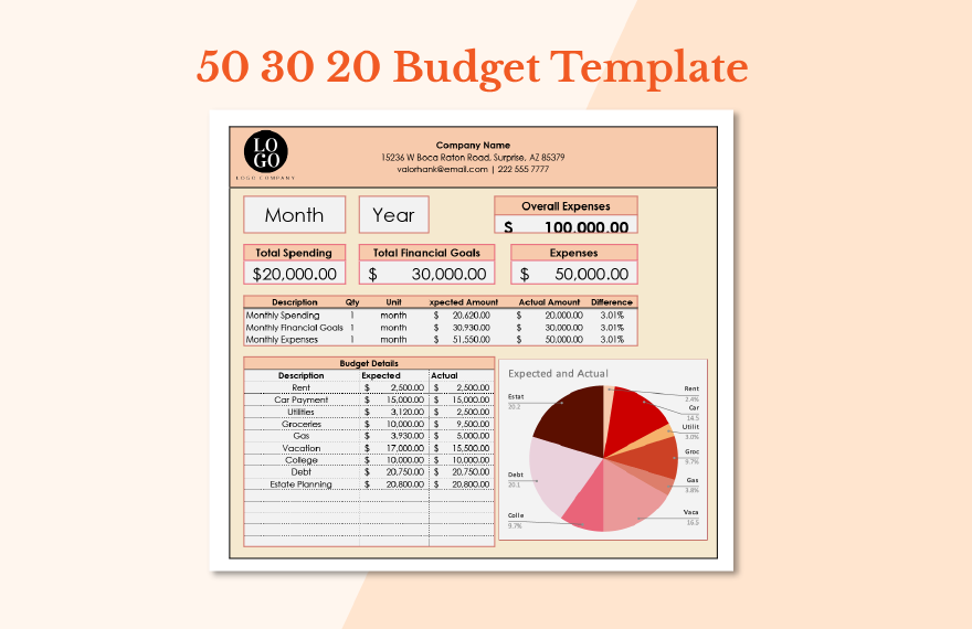 50 30 20 Excel Template