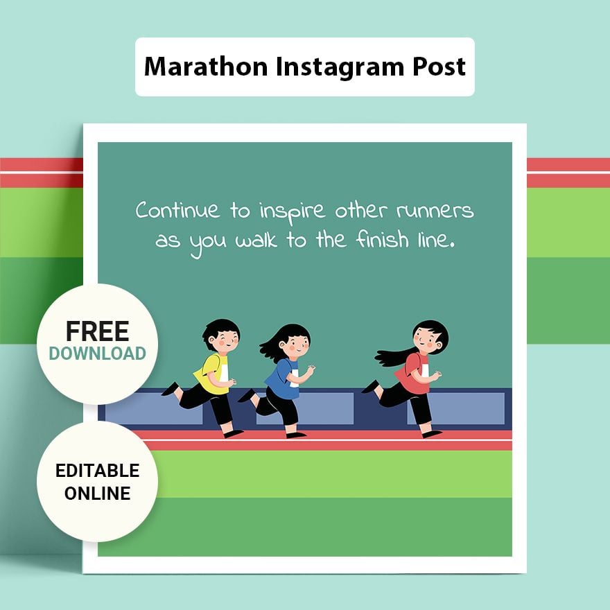 Free Marathon Instagram Post in Illustrator, PSD, EPS, SVG, JPG, PNG