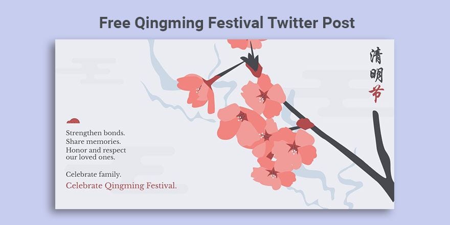 Free Qingming Festival Twitter Post  in Illustrator, PSD, EPS, SVG, JPG, PNG