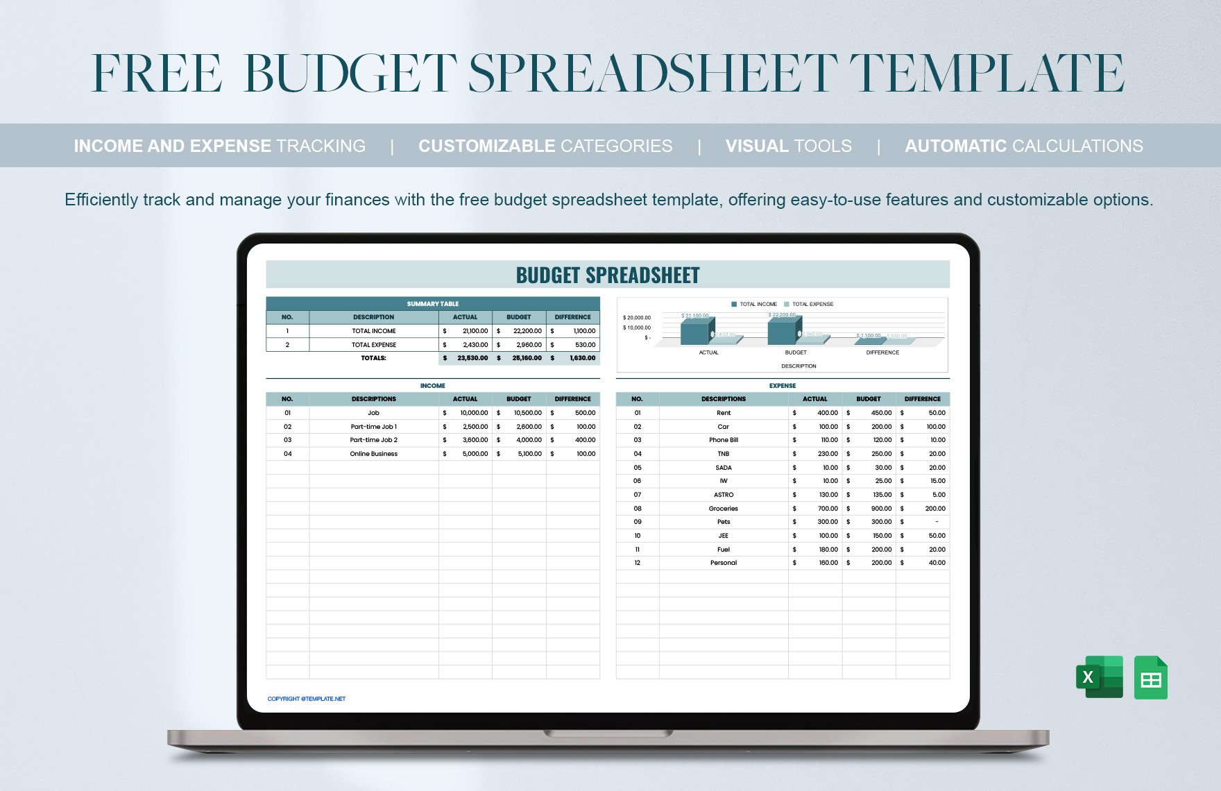 Free Budget SpreadSheet Template